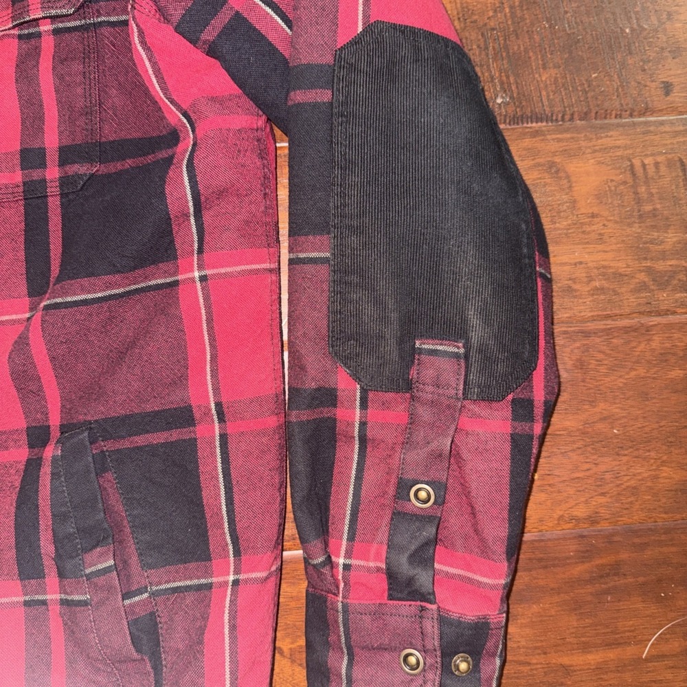 Ultimate Terrain Flannel Shirt Jacket Snaps Corduroy Patches Sherpa Lined Large - Picture 4 of 9